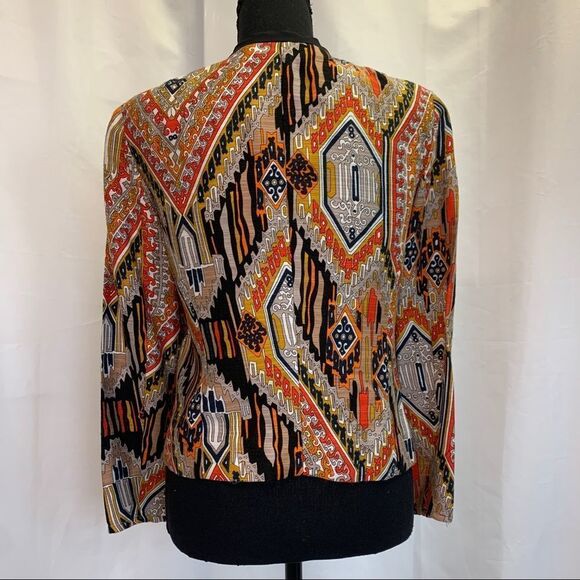 Trina Turk NWOT orange yellow silk blend blazer Sz 4 - Picture 5 of 15